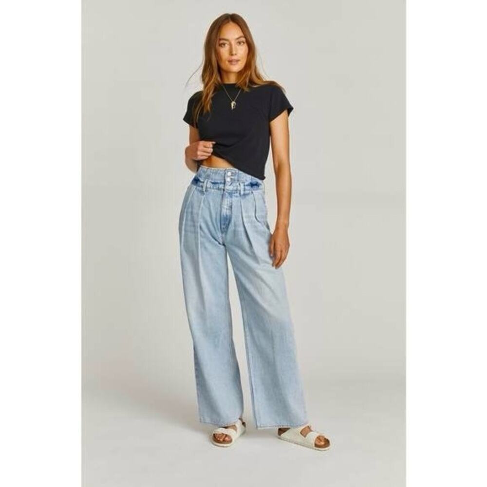 Driftwood Cora High Waist Wide Leg Jeans Light Wash 28